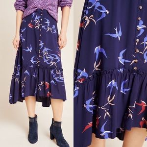 Maeve Merida Flounced Midi Skirt